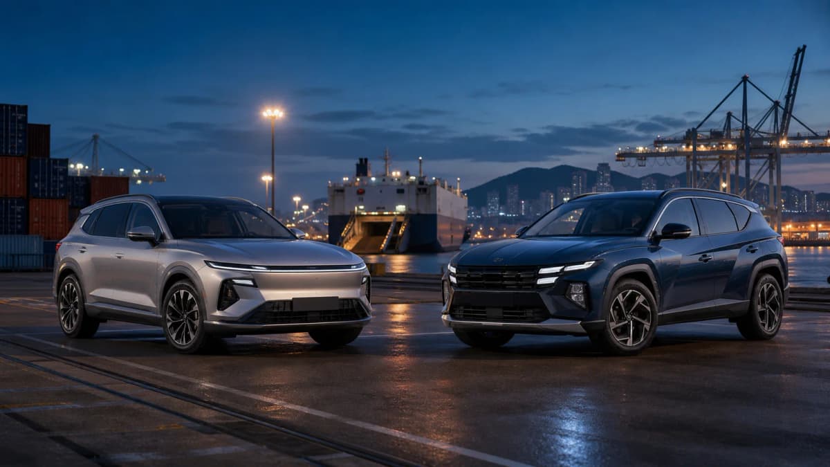 Два корейски SUV автомобила на пристанище за износ